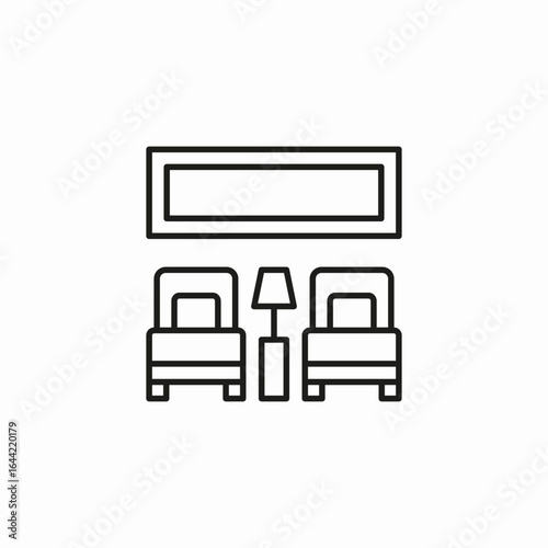 twin beds room icon sign vector