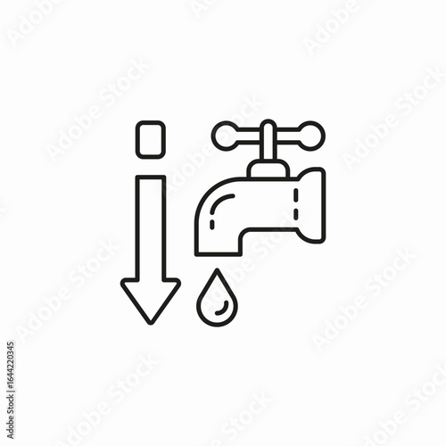 water consumption decrease icon sign vector