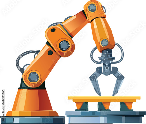 Industrial Robotic Arm Assembling Mechanical Parts