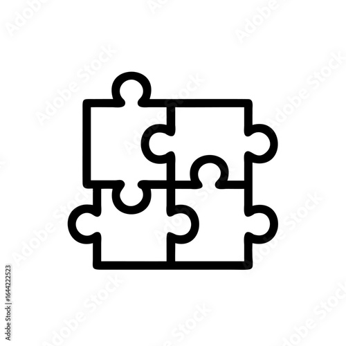Interlocking puzzle pieces connection icon jigsaw