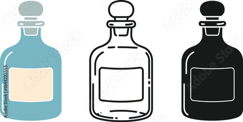 Vector illustration of tequila bottles in different styles