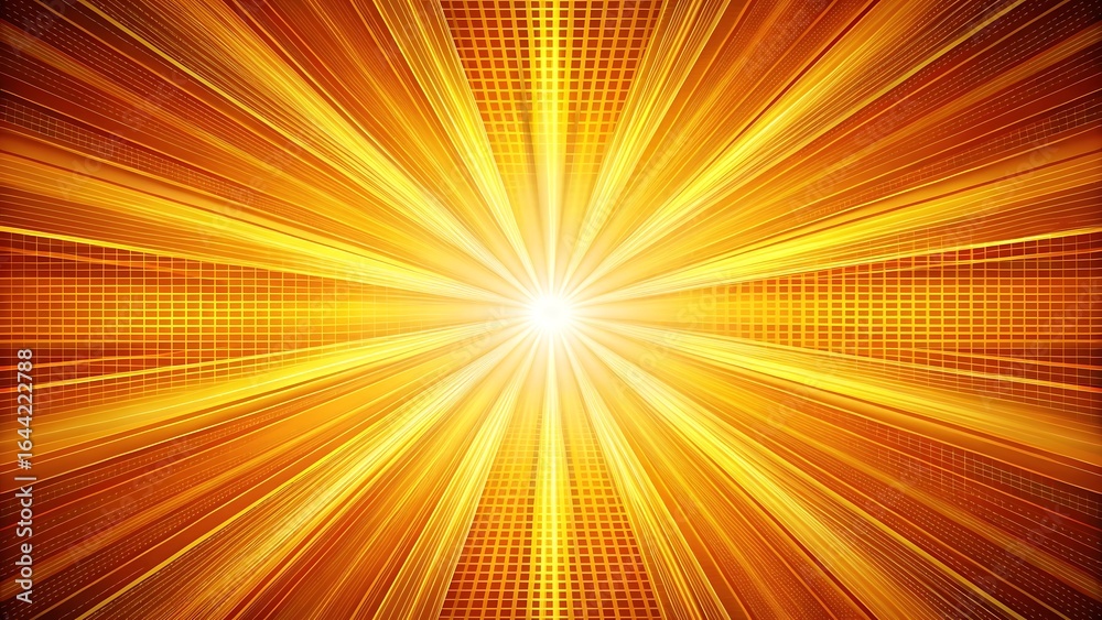 Fototapeta premium Golden Light Burst with Grid Pattern Abstract Background for Technology or Energy Concepts