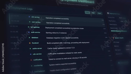 Realtime software deployment dashboard: monitoring code changes and system updates