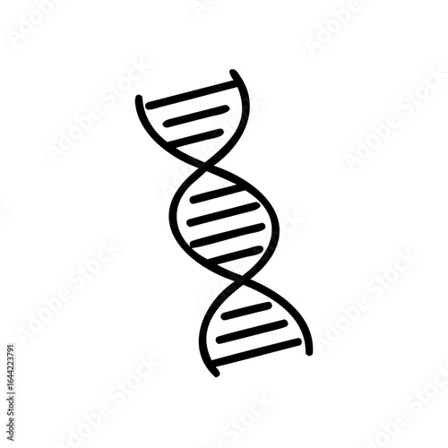 Black D N A helix symbol double helix molecule