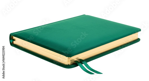 Emerald Green Leather Bound Journal With Gold Edges isolated on a transparent background book