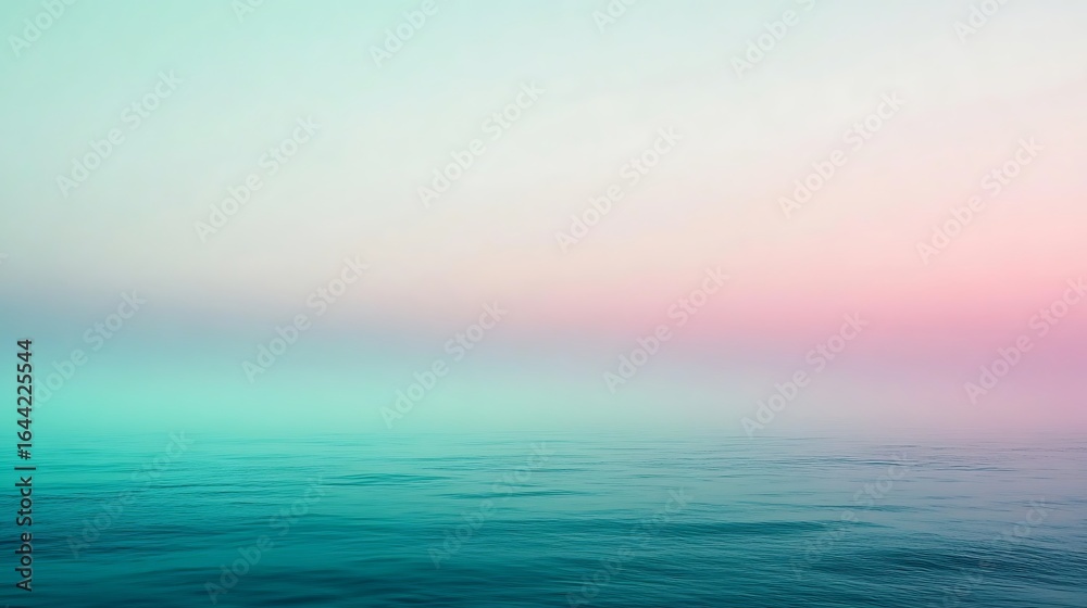 Obraz premium Calm ocean with pastel sky gradient at sunset tranquil seascape and open horizon