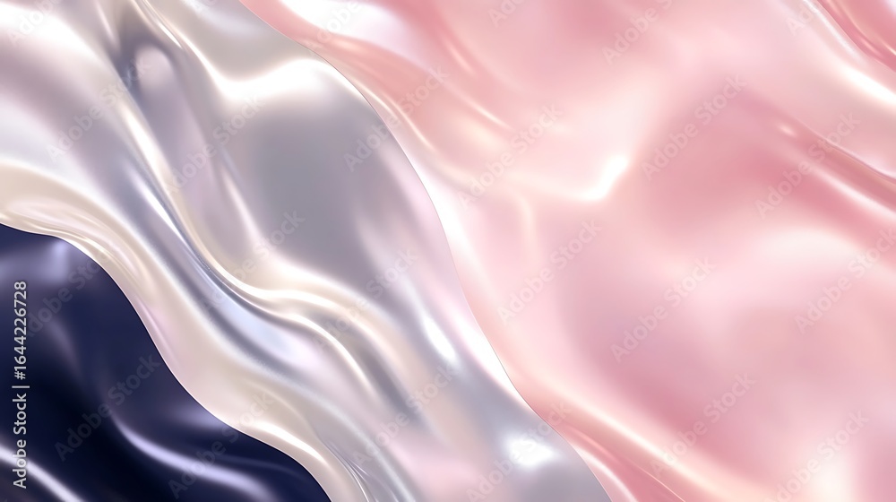 Obraz premium Abstract flowing silk fabric background with pink silver and blue colors