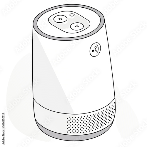 Vector art of smart speaker isolated on white background, a modern voice assistant device