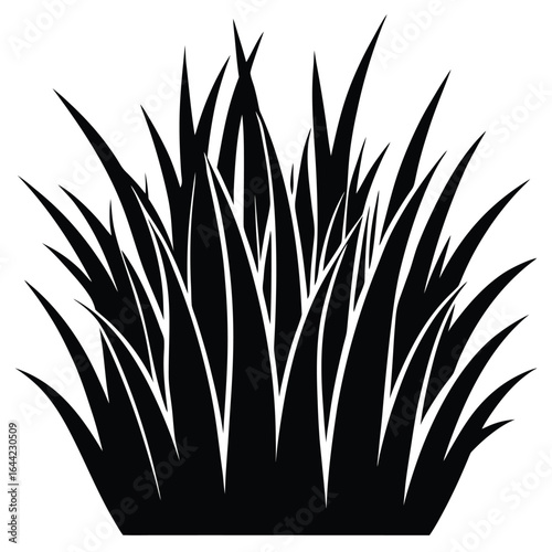 Black silhouette of a clump of grass on a white background vector illustration