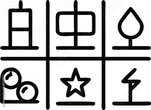 Abstract Geometric Icons Set With Circles And Star