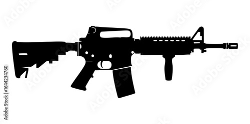 Minimalist Flat Vector Illustration of AR-15 Tactical Rifle