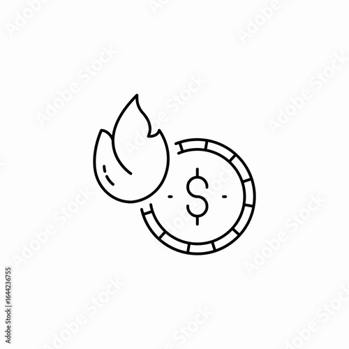 coin on fire icon sign vector