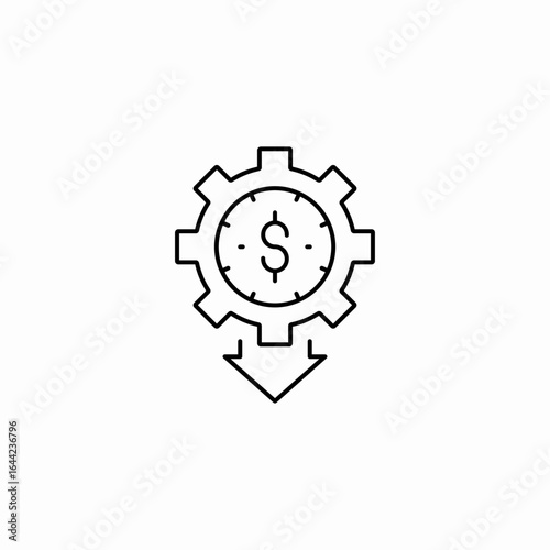 cost reduction gear icon sign vector