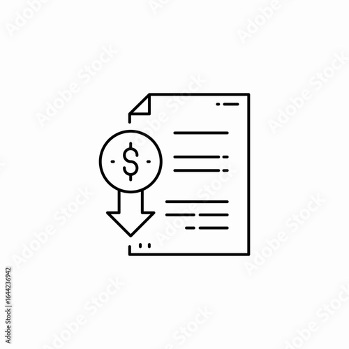 document decrease in value icon sign vector