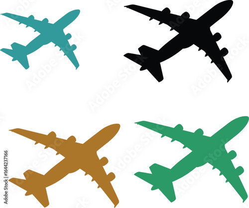 Airplane vector illustration gold plane silhouette outline