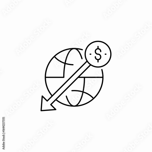 global economic decline icon sign vector