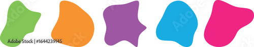 Organic colored spots irregularly shaped. Irregular shapes for background. Vector set, simple water forms.