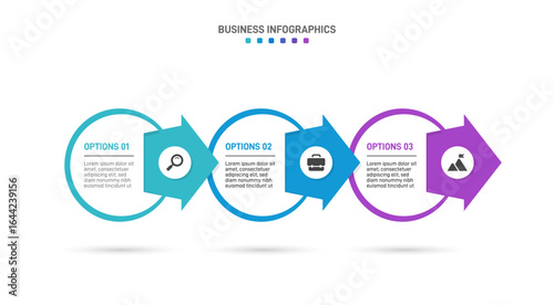 Progress bar featuring 3 arrow-shaped elements, symbolizing the three stages of business strategy and progression. Clean timeline infographic design template. Vector for mobile presentation.