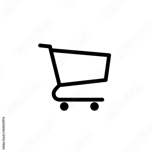 Simple Black Shopping Cart Icon on White Background Representing Retail E commerce and Online Shopping for Business and Design