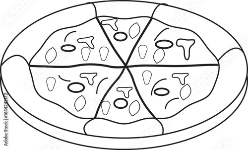 Pizza vector line art design , most delicious  favorite fast food in every where