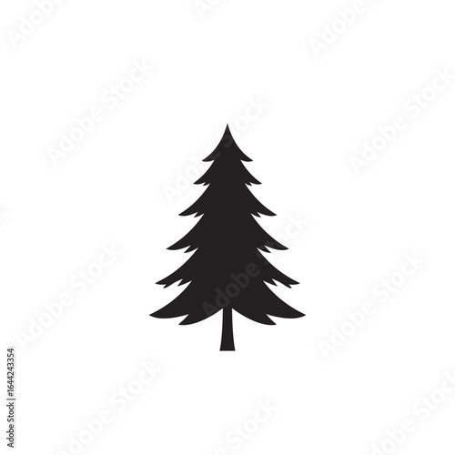 The black silhouette of a Christmas tree. Christmas tree shape with protruding branches.