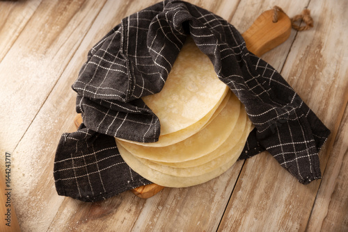 Tortillas de Harina, also called wheat tortilla, is a flat bread made with wheat flour and lard or butter, without yeast, and widely consumed daily in Mexico, especially in the north of the country.