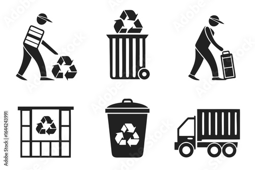 Vector art of recycle garbage and waste management isolated on white background