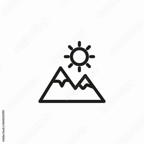 mountains and sun icon sign vector
