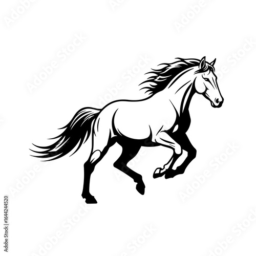 shilhouette horse vector ilustration black and white colour design "clean flat vector white background"