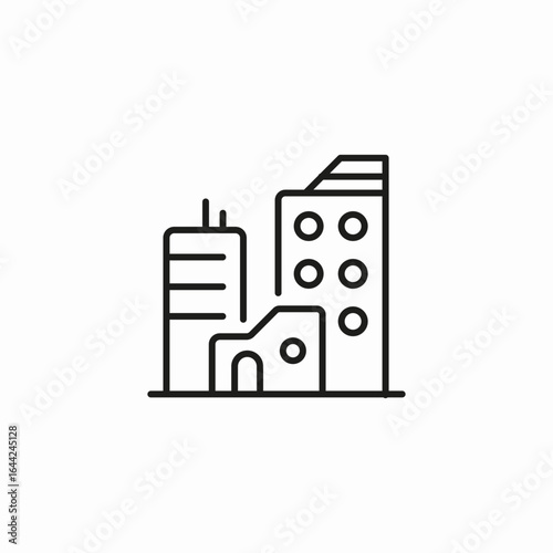three city buildings icon sign vector