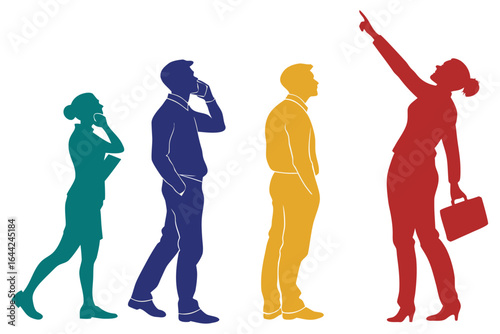 The evolving vector silhouette illustration shows people dancing, playing music, and engaging in various sports