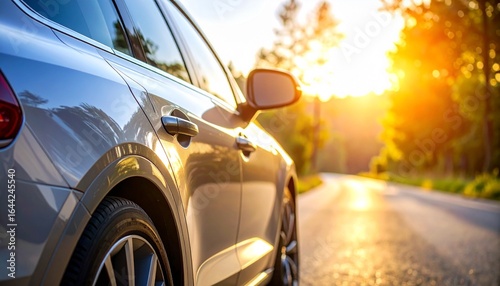 Closeup View of Sleek Chrome Car Detailing with Smooth Lines and Bokeh Background for Luxury Automotive Design Concepts