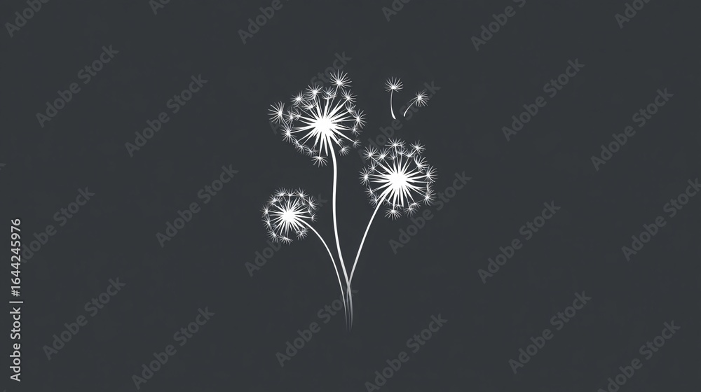 custom made wallpaper toronto digitalWhite Minimalist and Flat Dandelion Logo on White Background