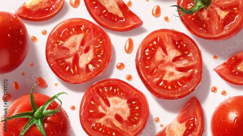 Vivid Tomato Slices and Whole on Display for Culinary Inspiration