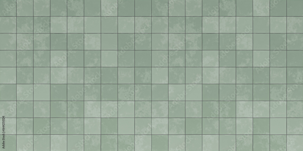 Fototapeta premium Mint Green Square Ceramic Tile Wall with Subtle Textured Pattern 