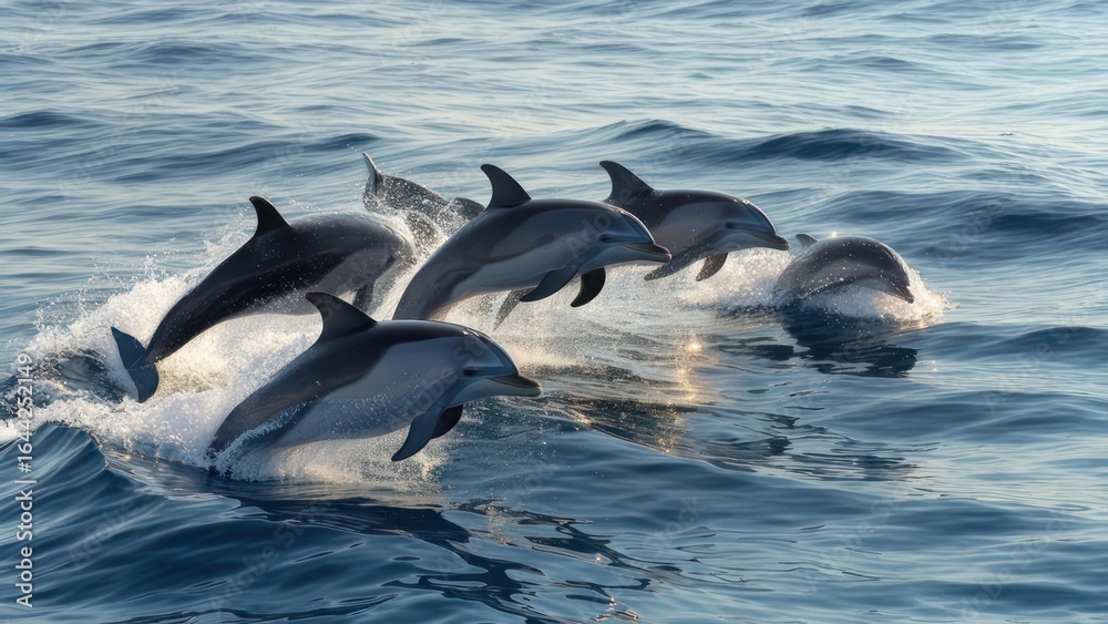 Fototapeta premium Dolphins leaping in the ocean (1)