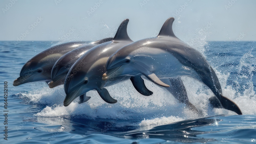 Fototapeta premium Dolphins leaping in the ocean