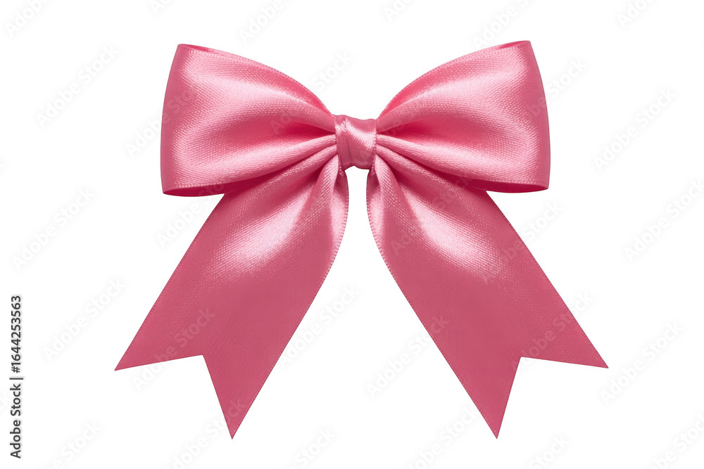 Fototapeta premium Elegant pink satin ribbon bow isolated on transparent background