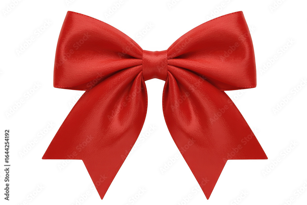 Fototapeta premium Elegant red satin ribbon bow isolated on transparent background