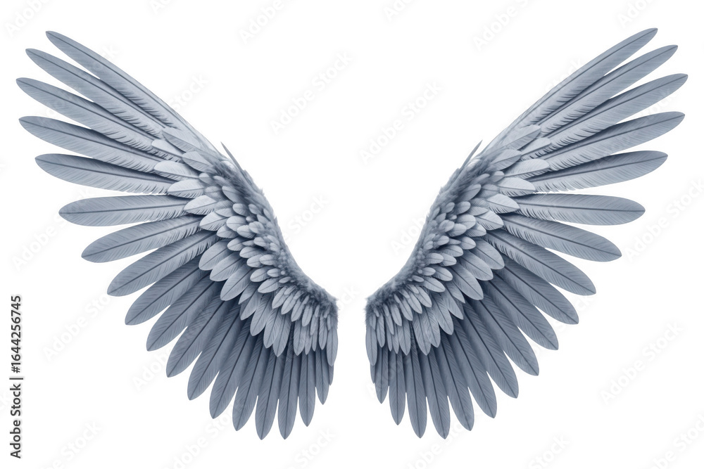Fototapeta premium Majestic white feathered wings isolated on transparent background