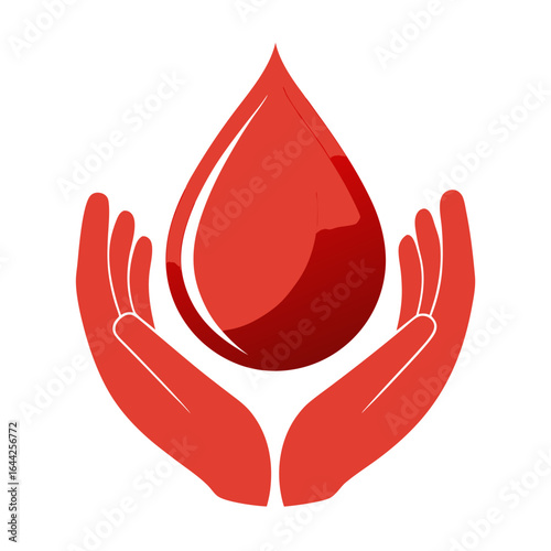 Red Blood Drop in Hands — World Hemophilia Day Medical Awareness Vector