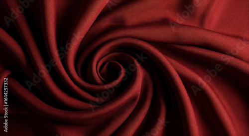 close up view of red soft and crumpled silk textured cloth isolated on black
