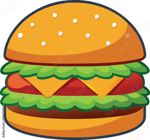Burger illustration vector style with white background

