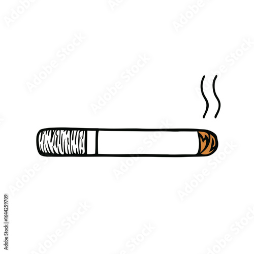 Smoking Cigarette Icon Vector – Tobacco and Smoke Symbol