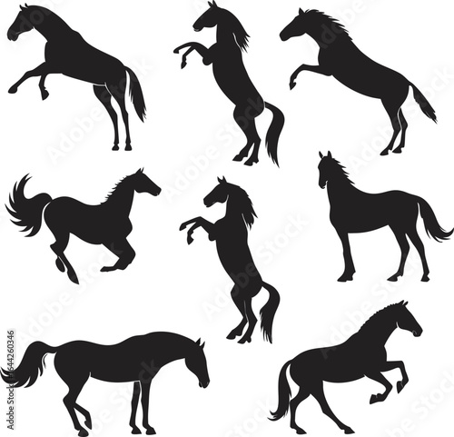 Horse silhouette bundle set vector with white background