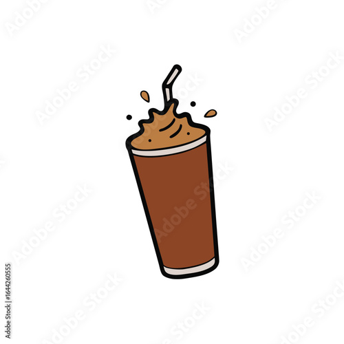Illustration of a refreshing cold chocolate drink with cocoa powder and milk