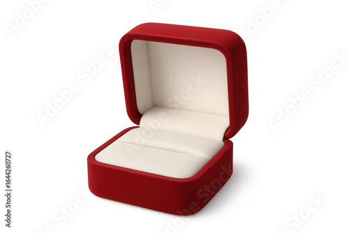 Empty open red ring box on transparent background, waiting for precious rings for wedding or engagement