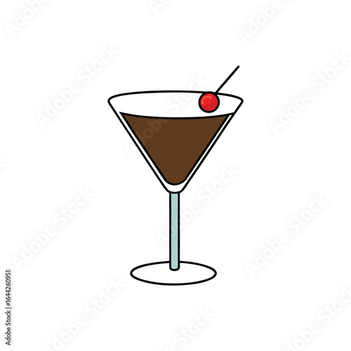 Refreshing cold espresso martini style mocktail illustration on a clean white background