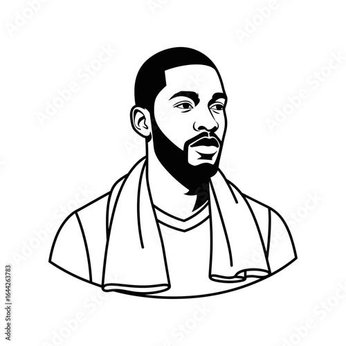 Young black man with a towel around his neck looking serious  
icon  Fitness  Simple Gym and Sport Symbols