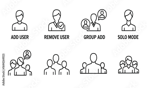 User Management Icons: Add, Remove, Group, and Solo Mode
